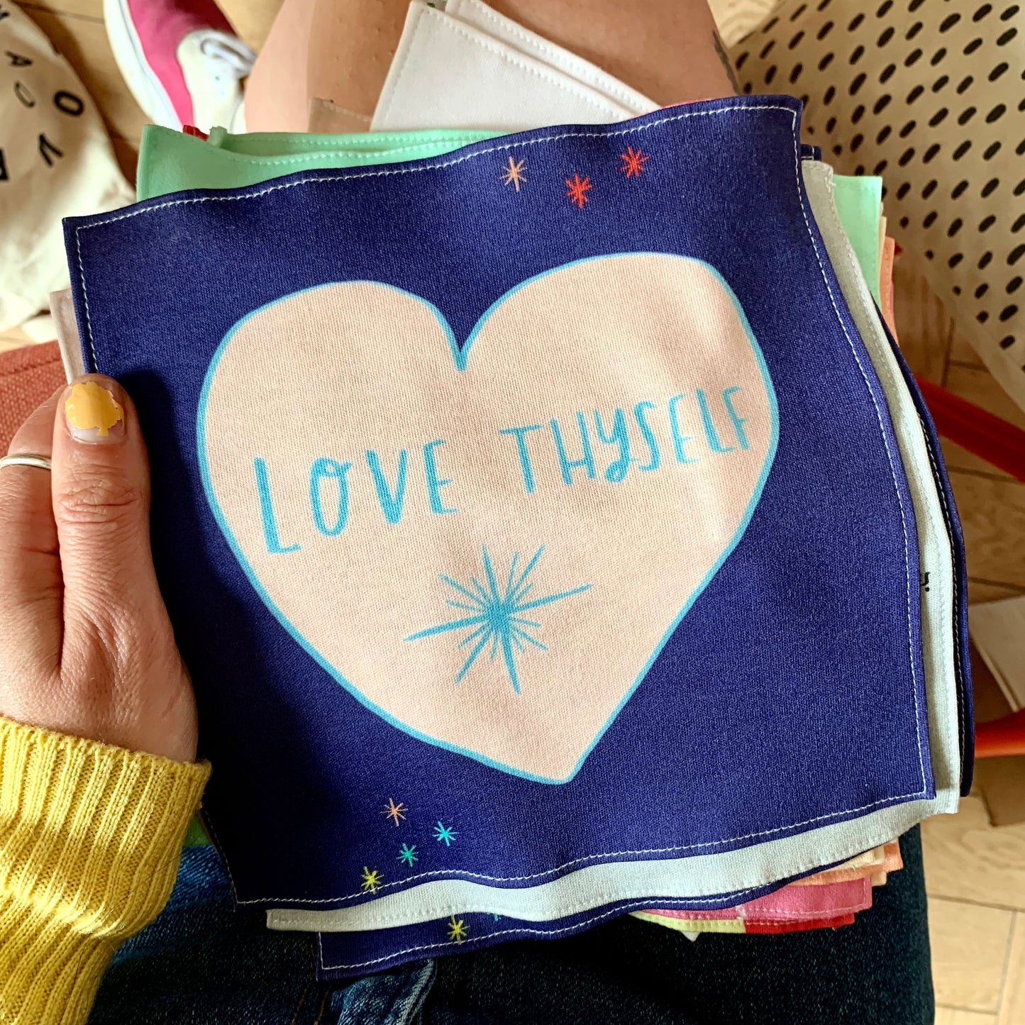 Strangers yet to kiss organic cotton handkerchief