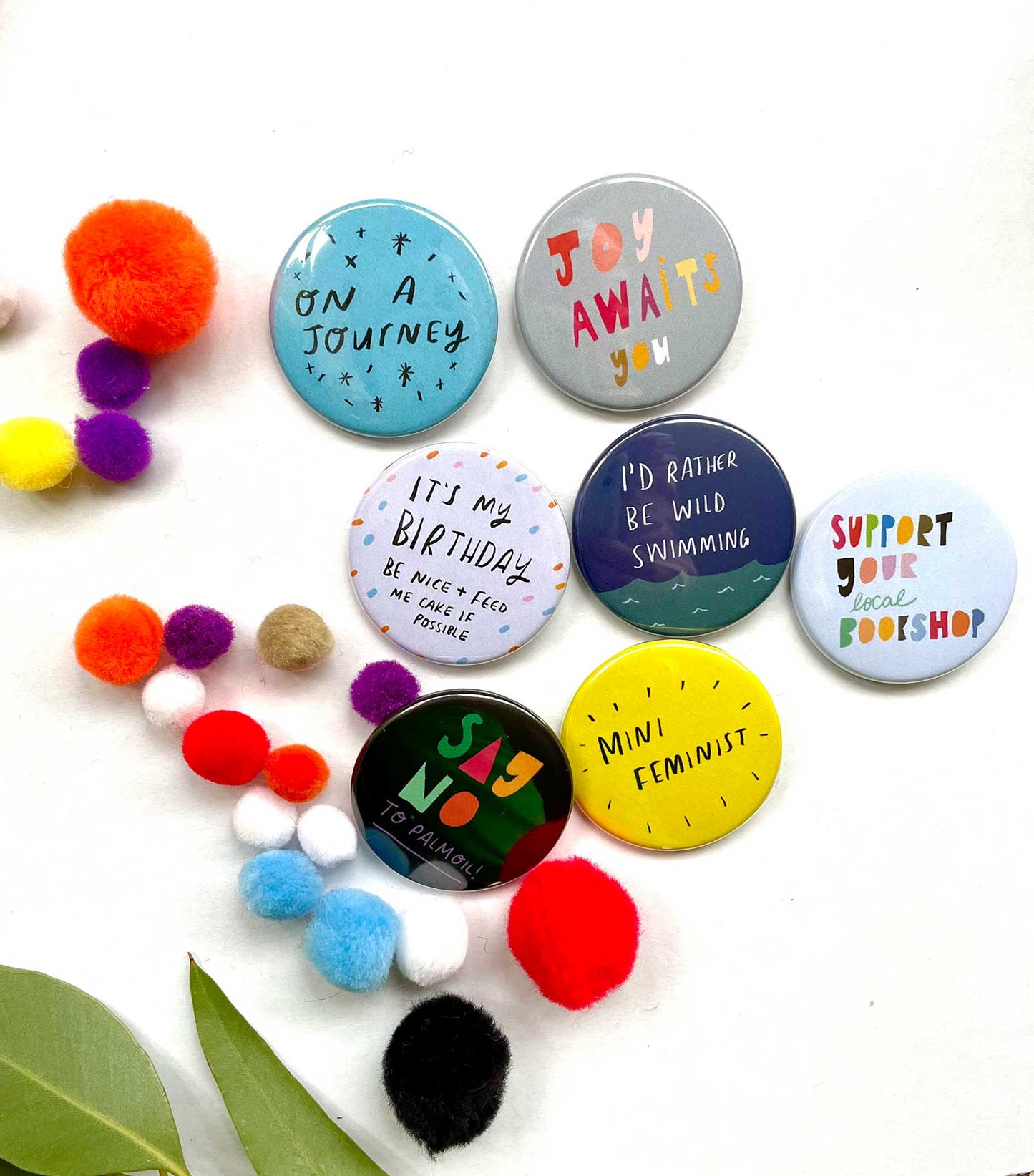 Poetry & crystals smiley badge