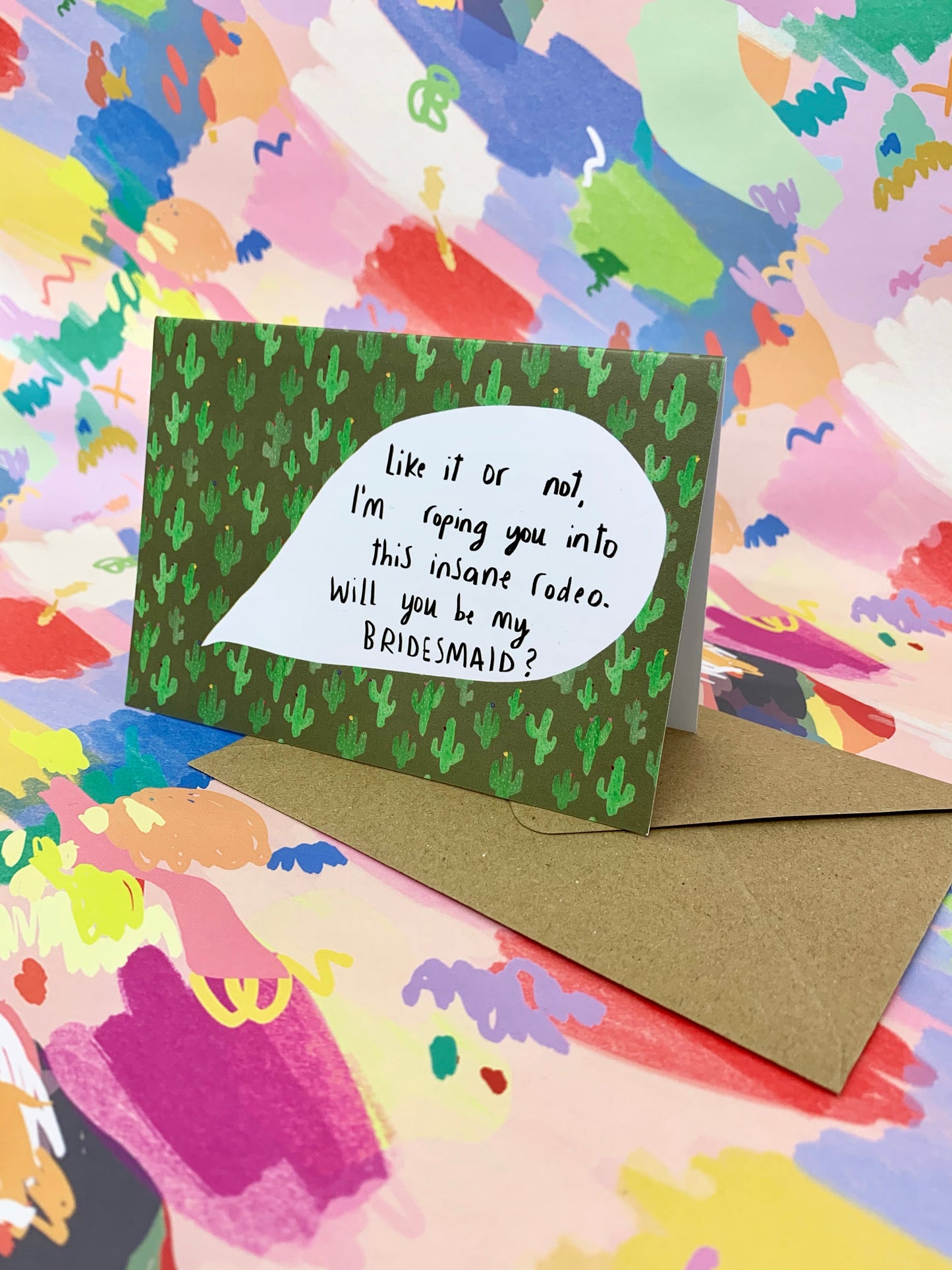 Like it or not, I'm roping you into this insane Rodeo. Will you be my Bridesmaid? greetings invitation card