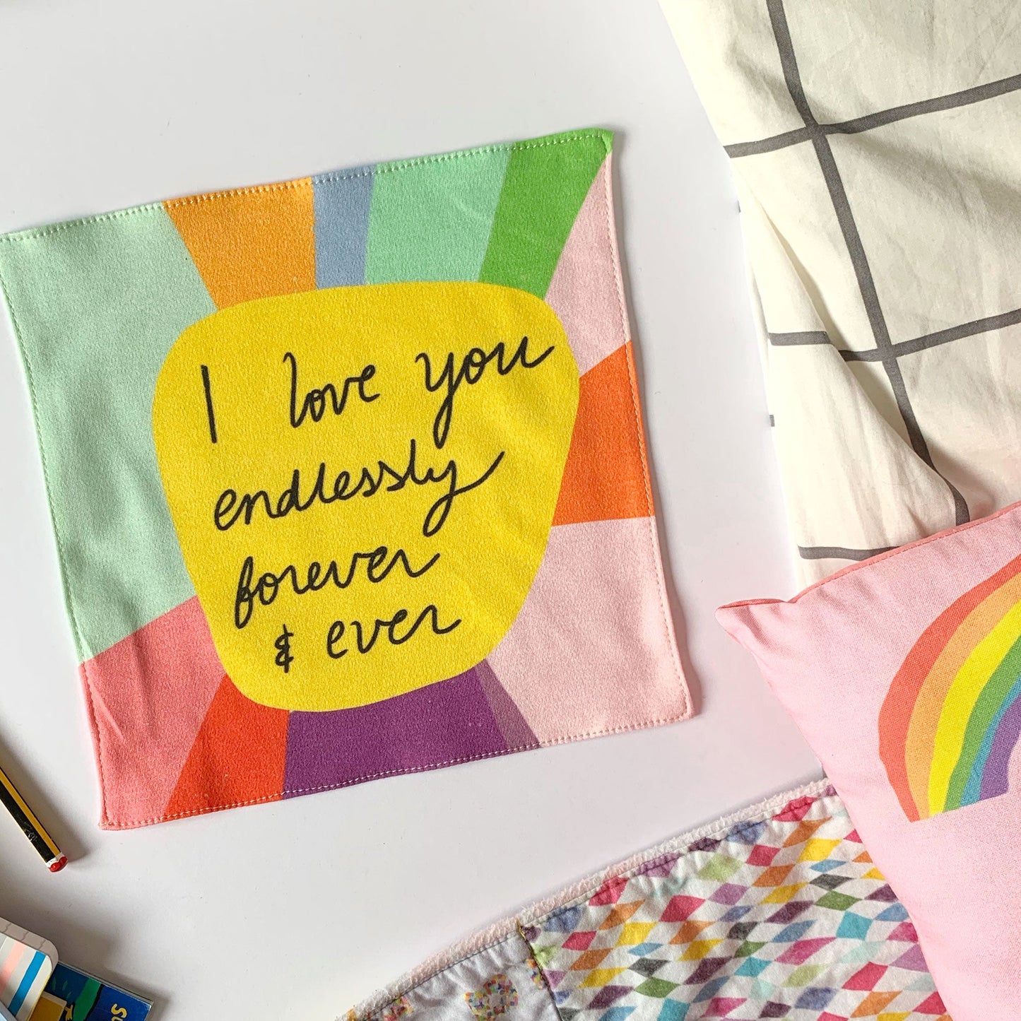 I love you endlessly organic cotton handkerchief