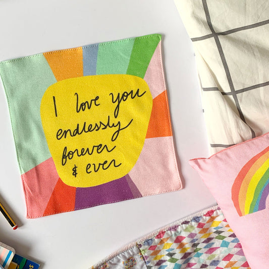 I love you endlessly organic cotton handkerchief