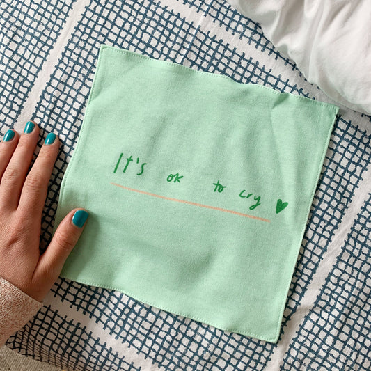 It's ok to cry organic cotton handkerchief