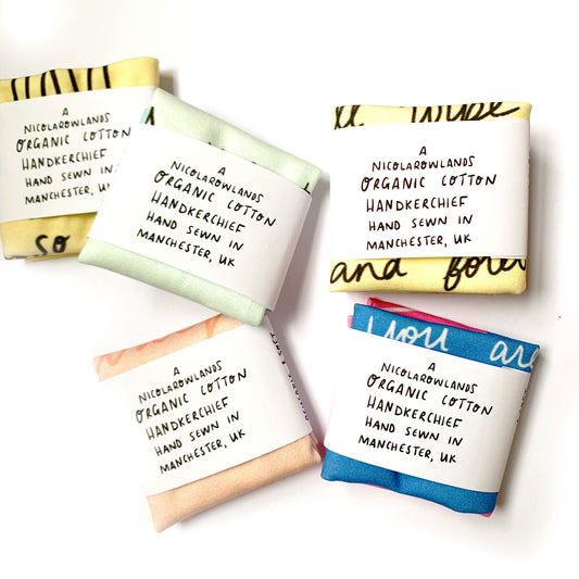 It's you + me babe organic cotton handkerchief