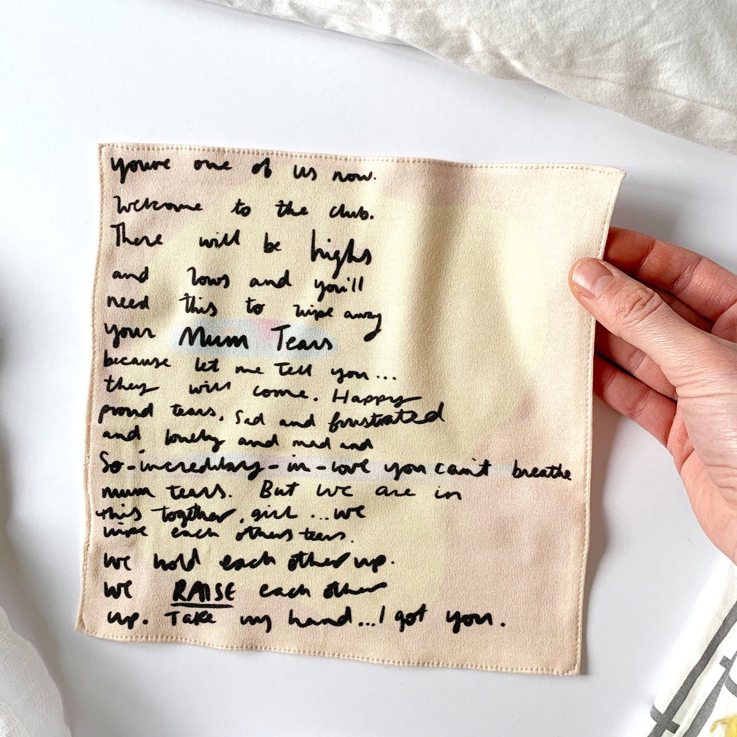 Sisterhood of Motherhood organic cotton handkerchief