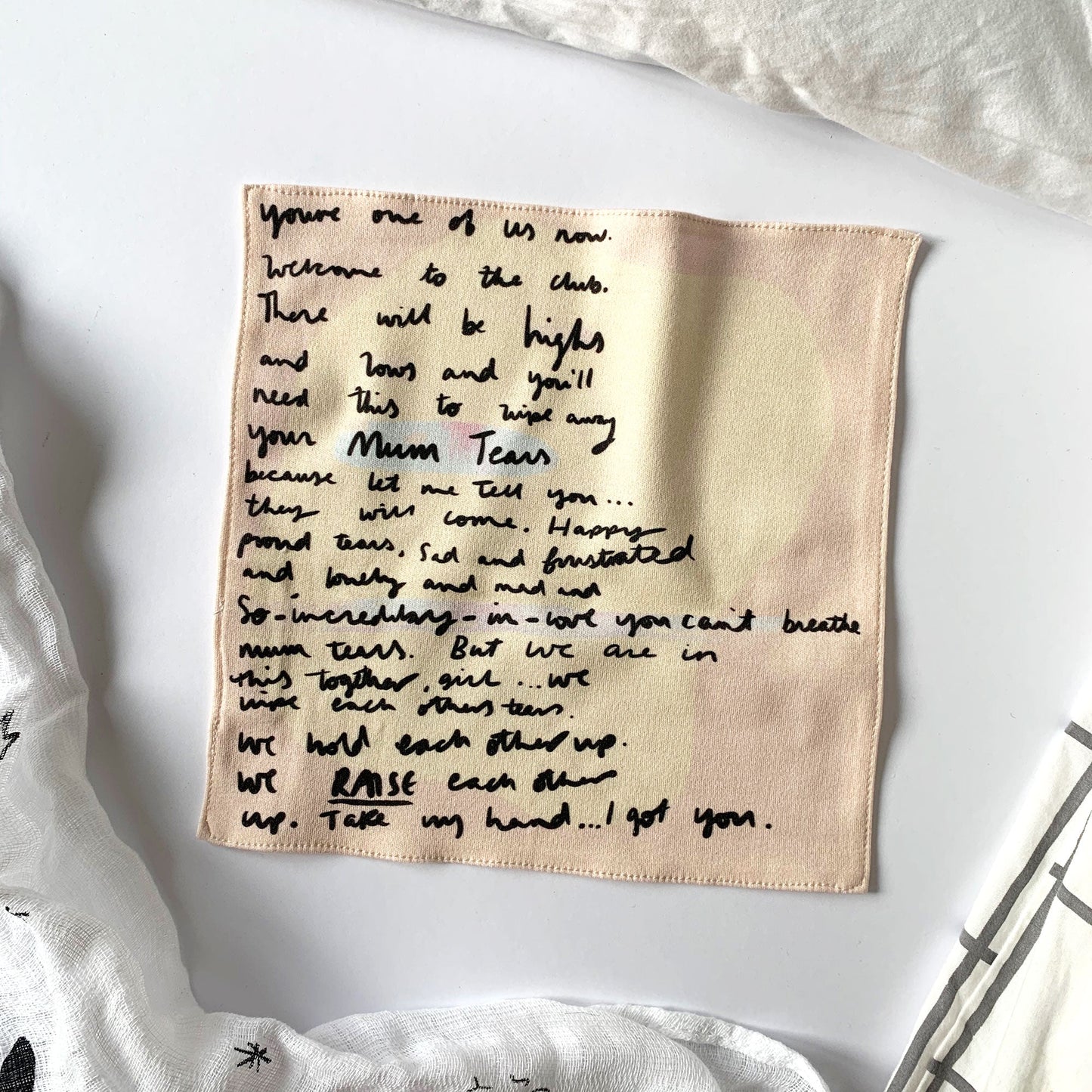 Sisterhood of Motherhood organic cotton handkerchief
