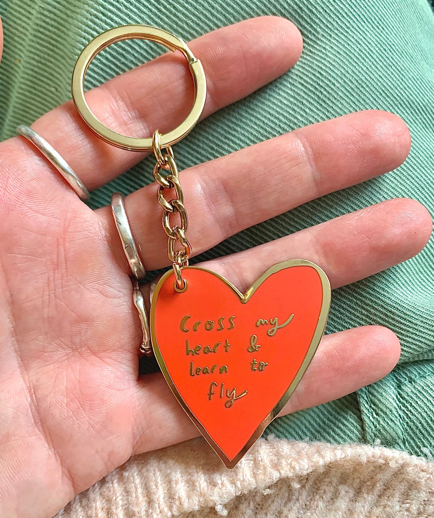 Enamel Keyring: Cross my heart and learn to fly