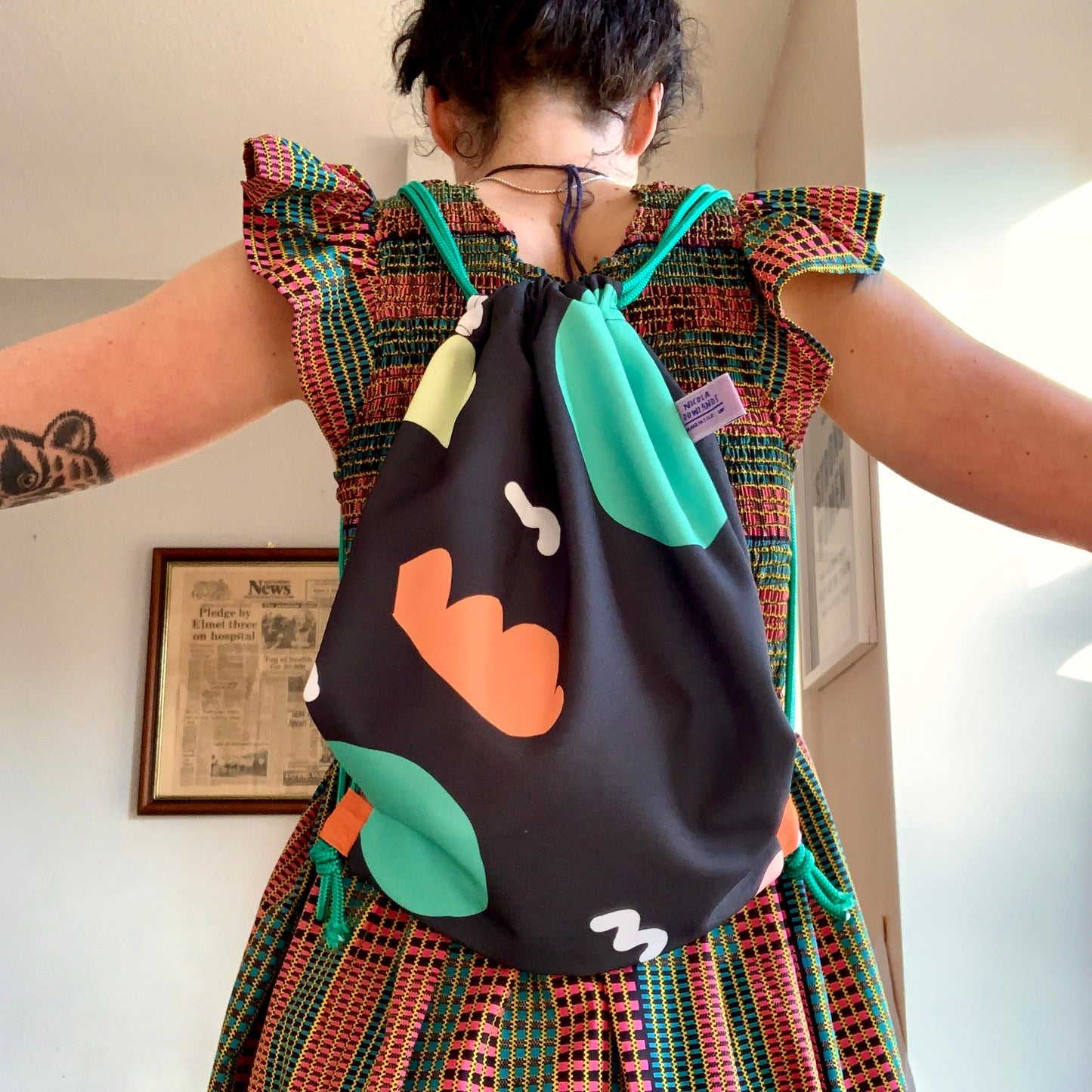 Totally Rad rope drawstring bag