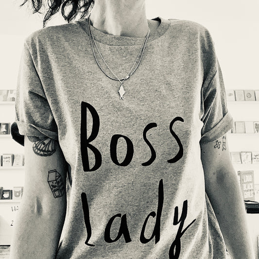 Boss Lady organic cotton t shirt in grey unisex