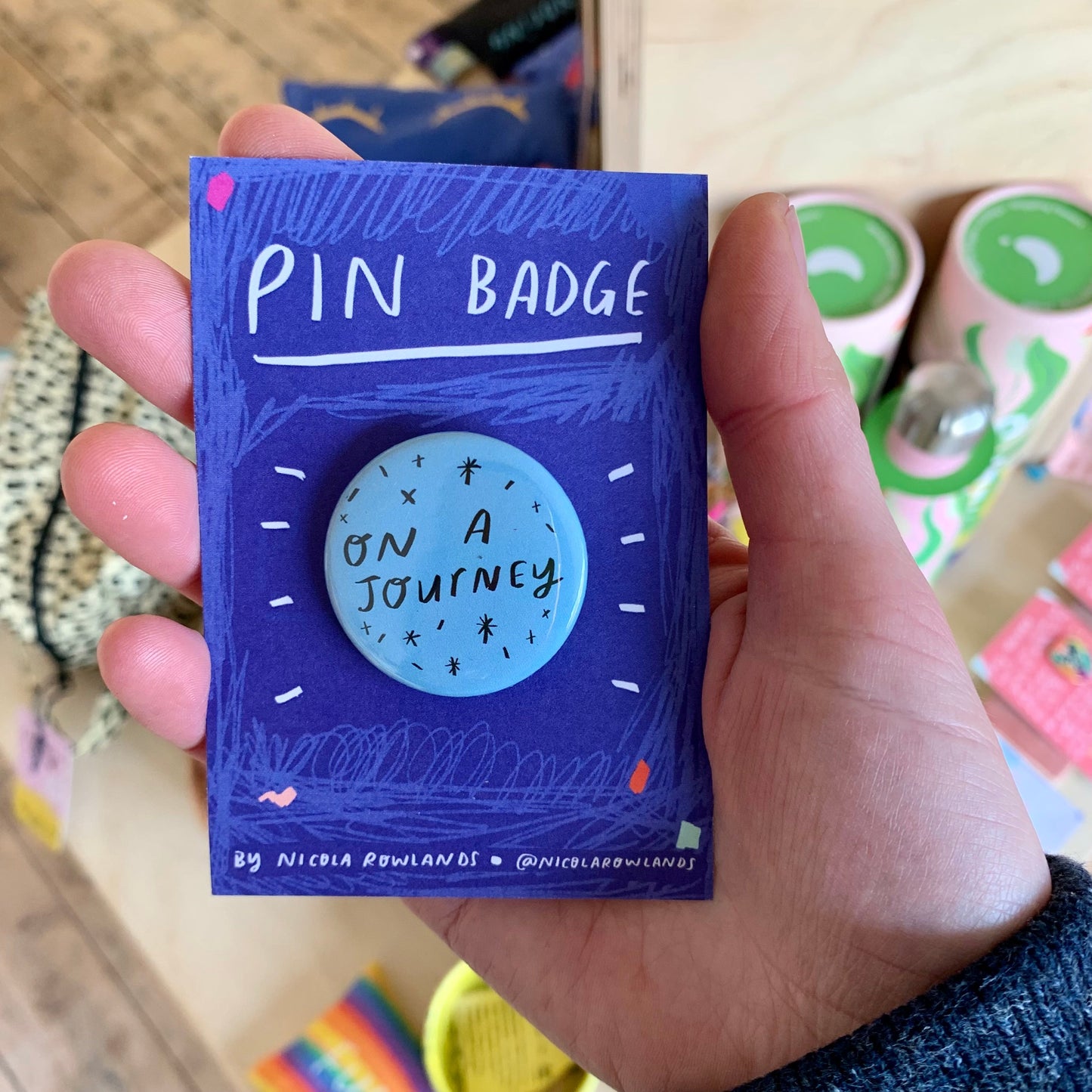 Mini feminist/ in retrograde/ on a journey badge