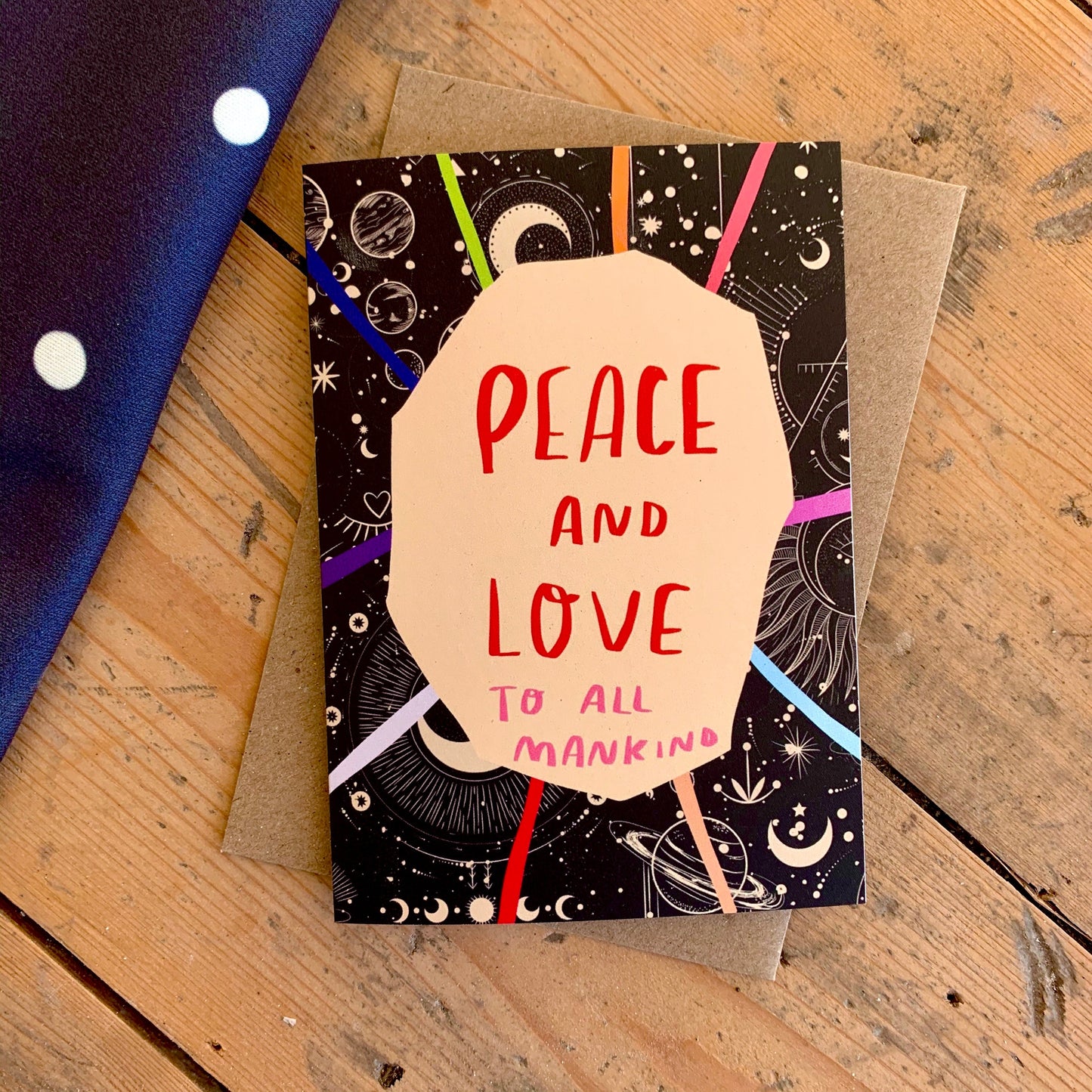 Peace and love to all mankind card