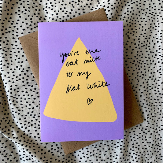 Oat milk to my flat white card