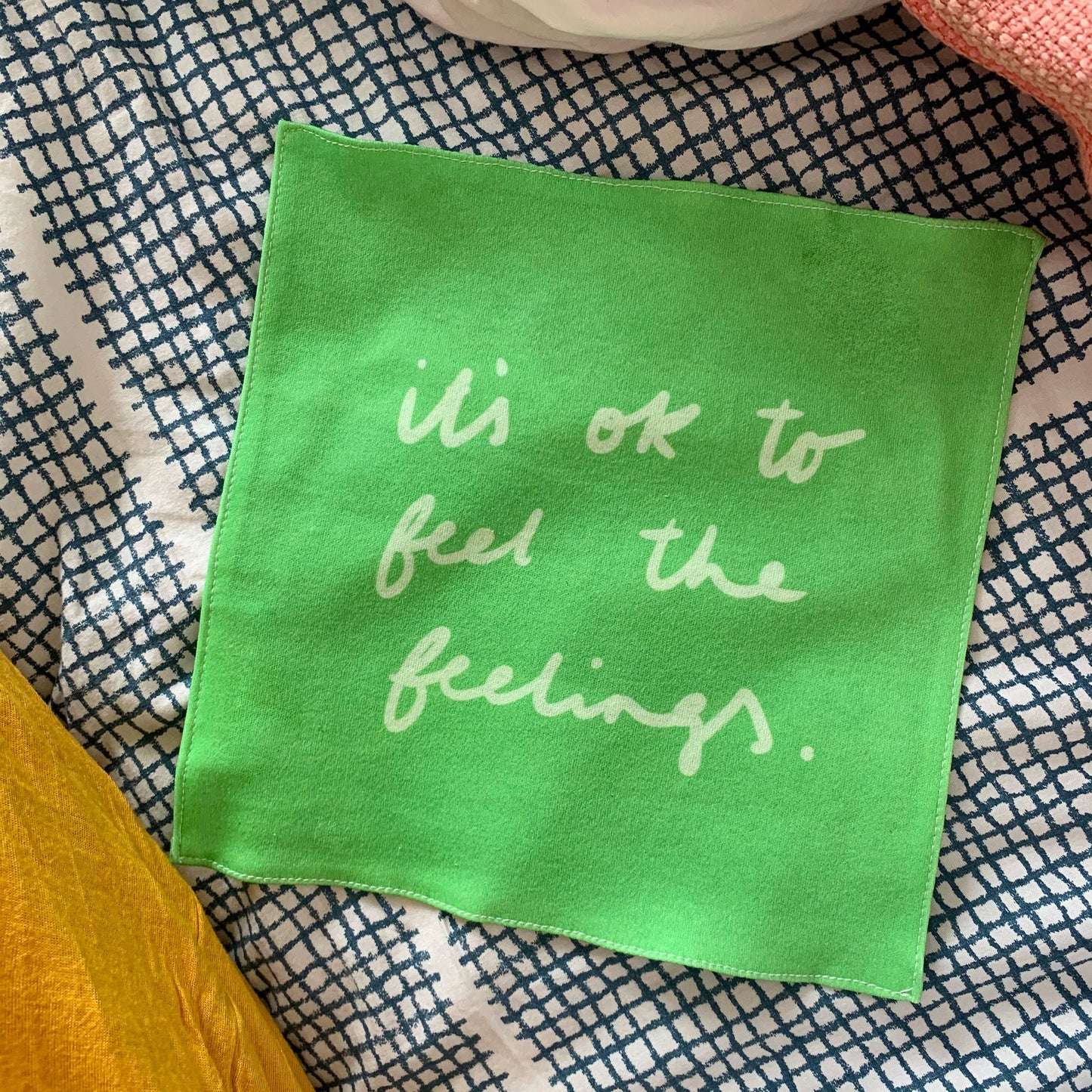 It's ok to feel the feelings organic cotton handkerchief
