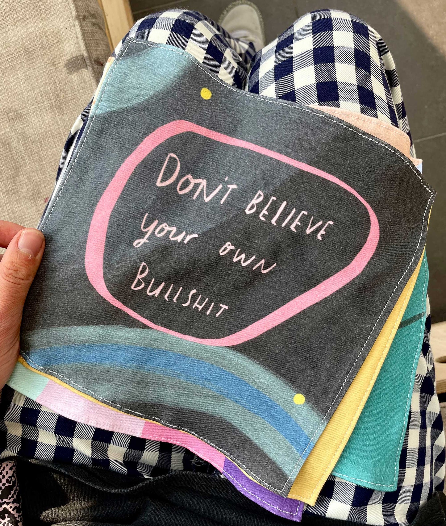 Don't believe your own BS organic cotton handkerchief