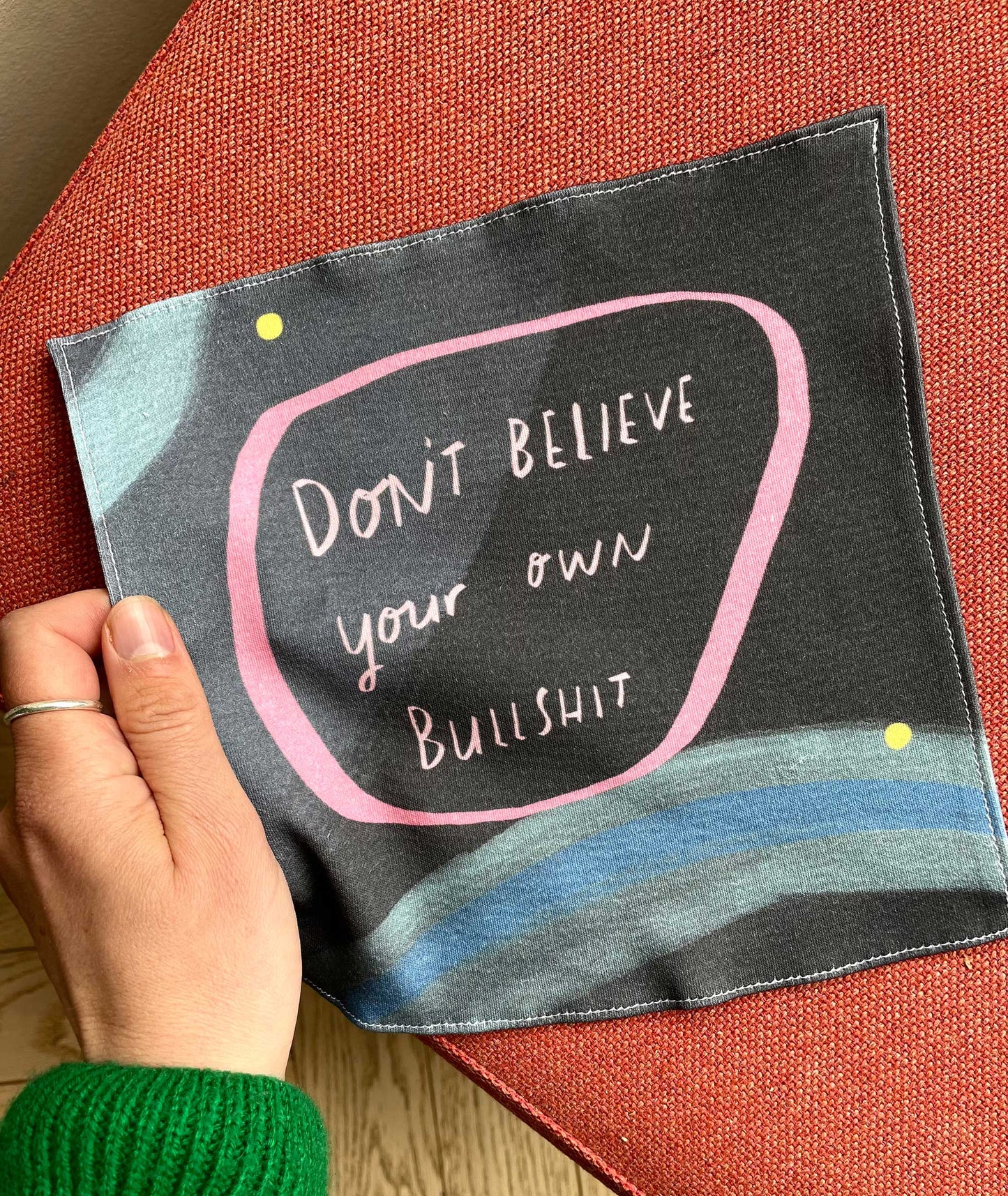 Don't believe your own BS organic cotton handkerchief