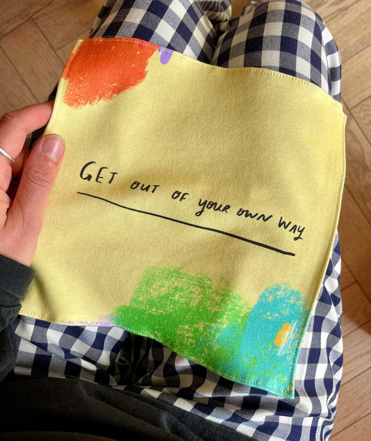 Get out of your own way organic cotton handkerchief
