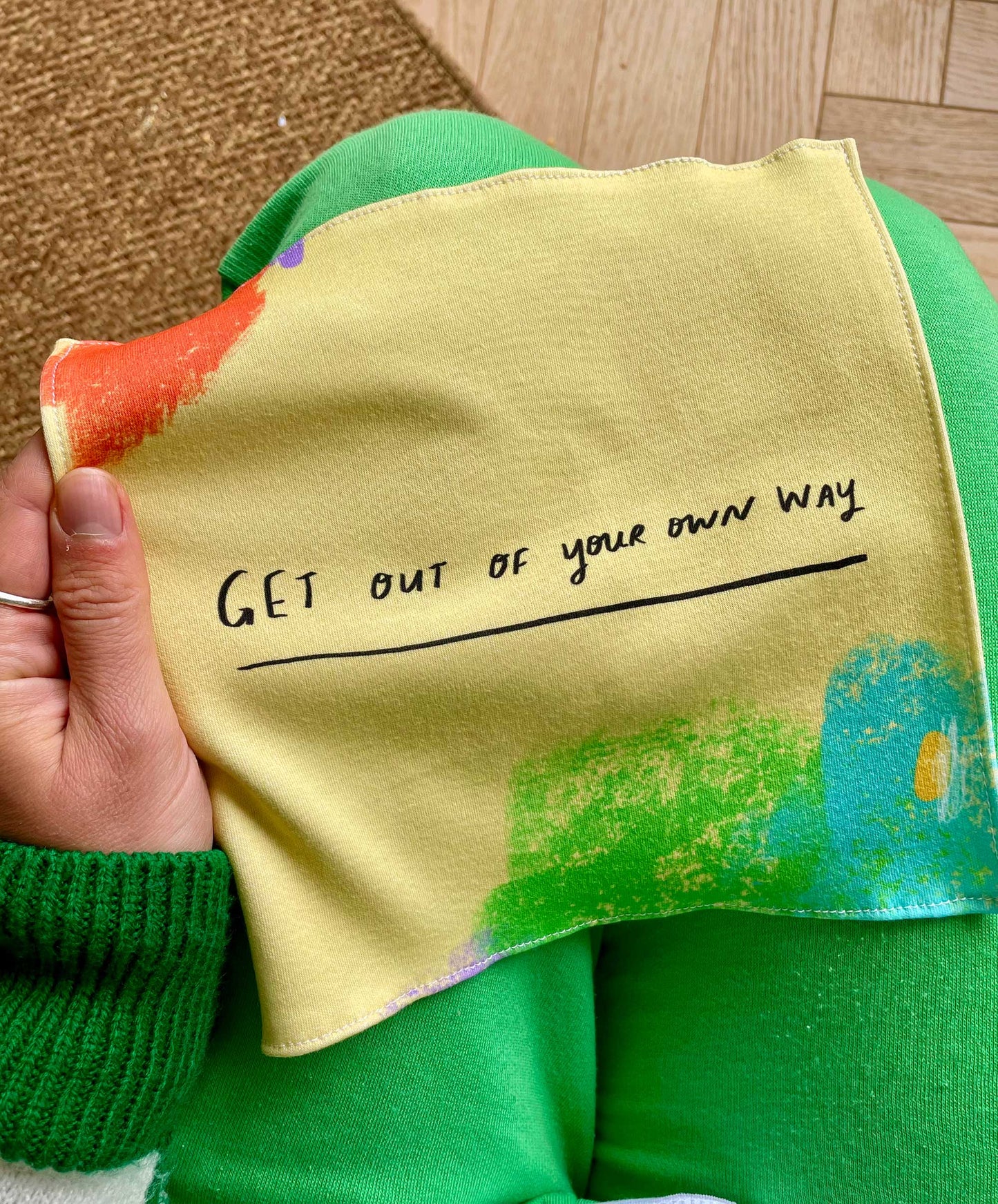 Get out of your own way organic cotton handkerchief