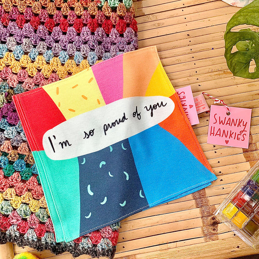 I'm so proud of you organic cotton handkerchief