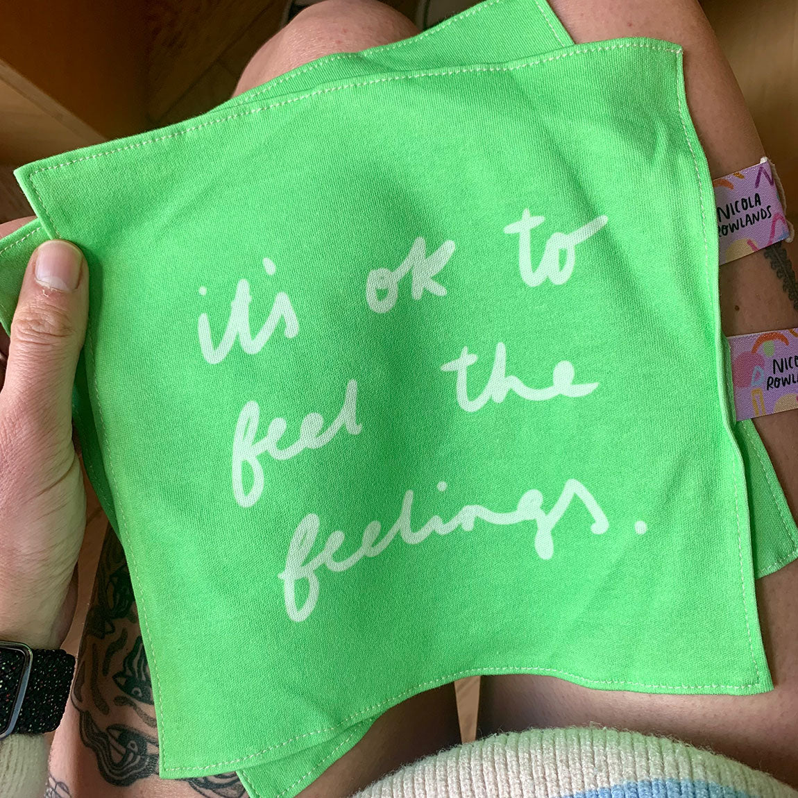 It's ok to feel the feelings organic cotton handkerchief