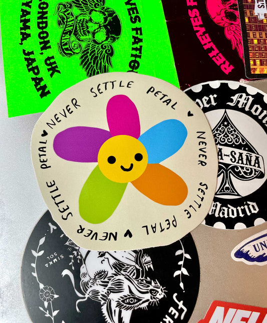 Never Settle Petal vinyl sticker