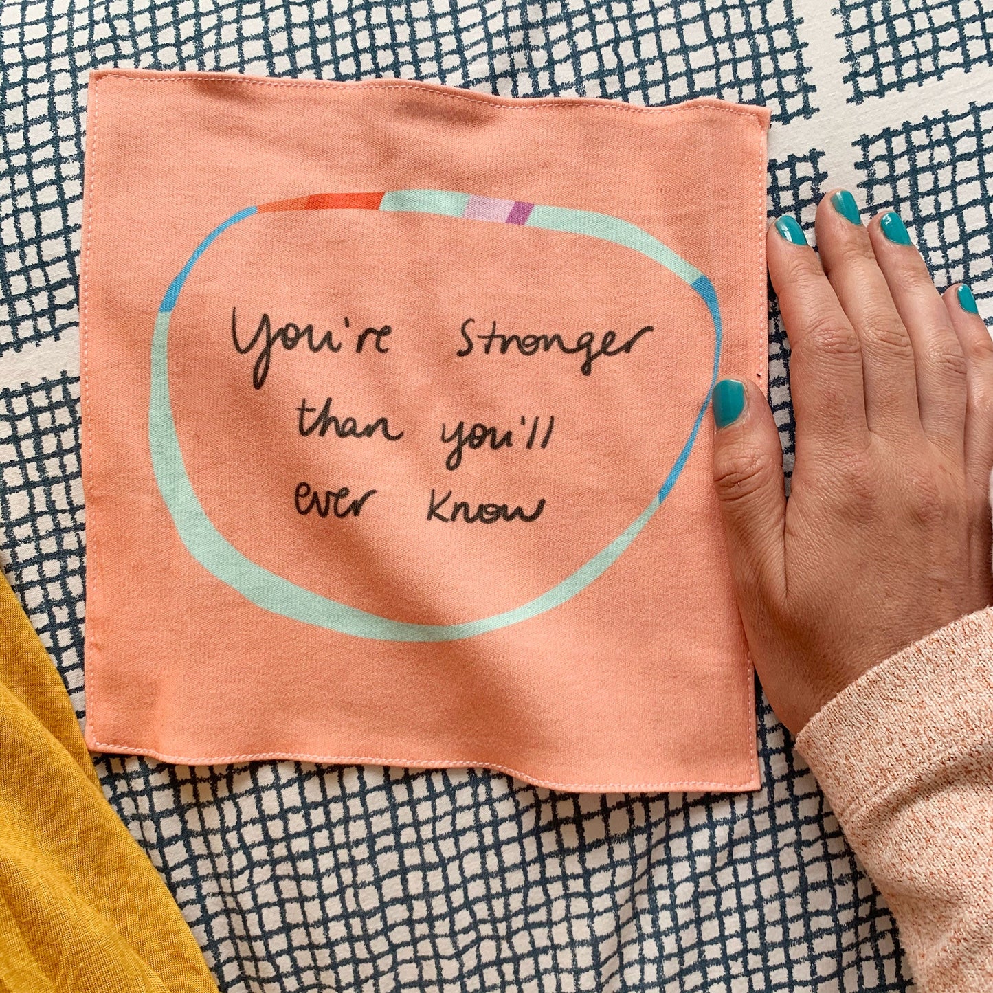 You're stronger than you'll ever know organic cotton handkerchief