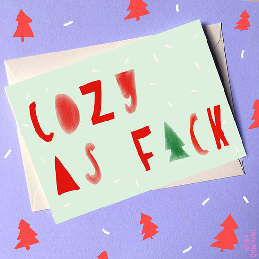Cozy AF holiday card